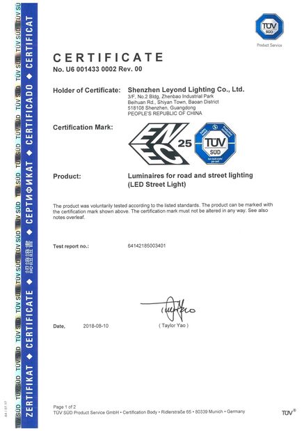 China Shenzhen Leyond Lighting Co.,Ltd. Certificaciones